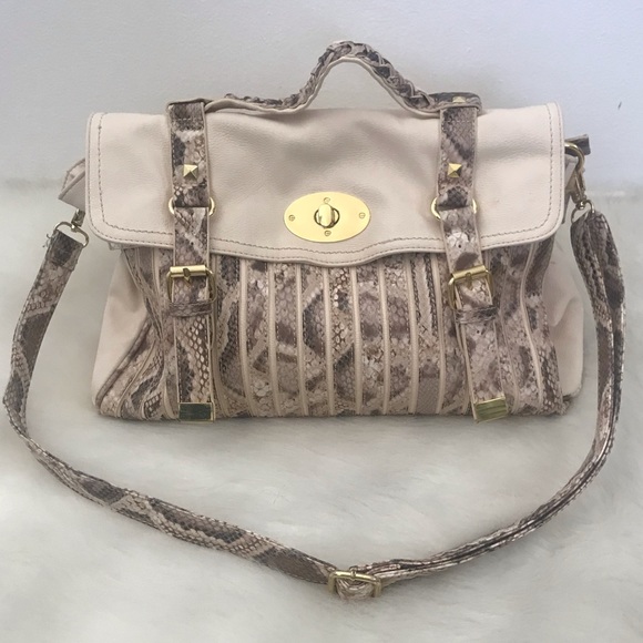 Snake Print Satchel Bag with Adjustable Shoulder - Picture 1 of 8
